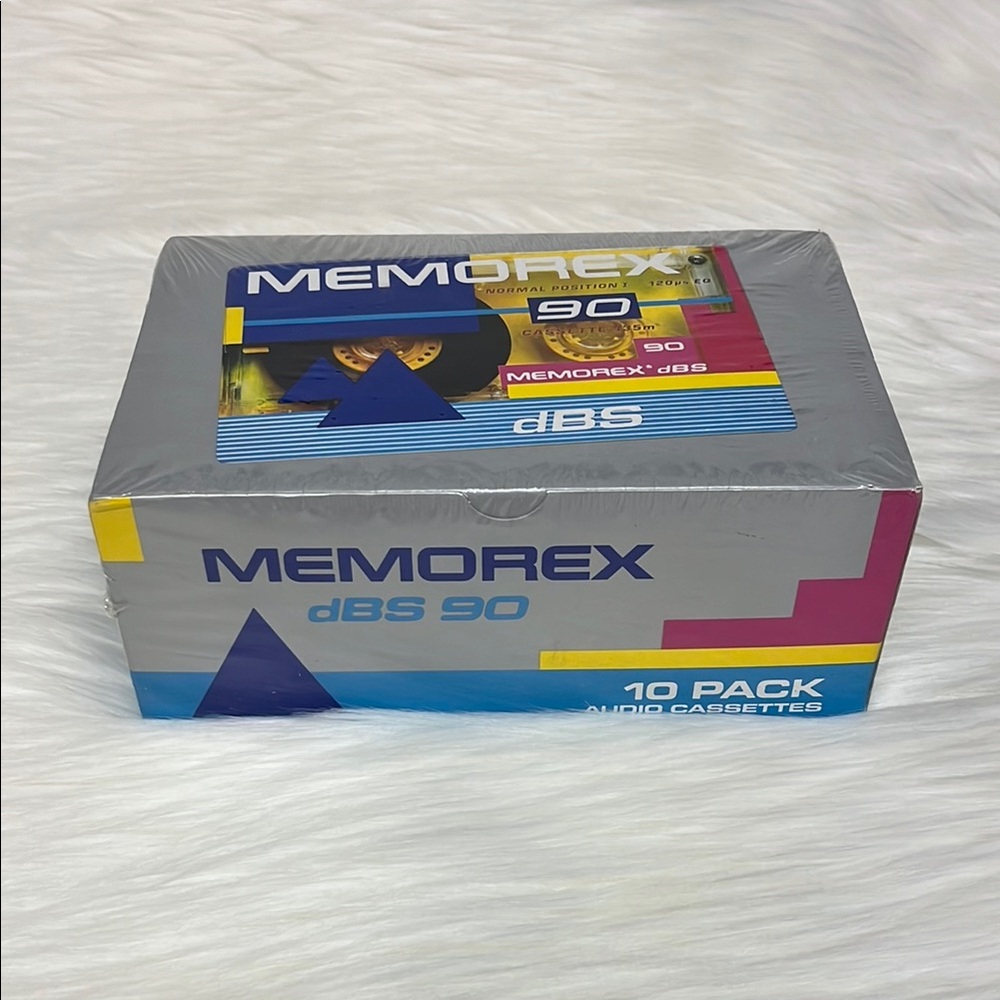 Retro Vintage Memorex dBS 90 Audio Cassette 10 Pack, Sealed Package